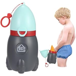 Portable Urinal for Kids Rocket Pee Cup for Kids Small Emergency Toilet Travel Urinal for Toddlers Boys Girls 12.5 OZ Pee Bottle for Kids Child Camping Car Travel Potty Training Baby Urinal