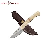 7 in Red Deer Hunting Knife Real Bone Handle