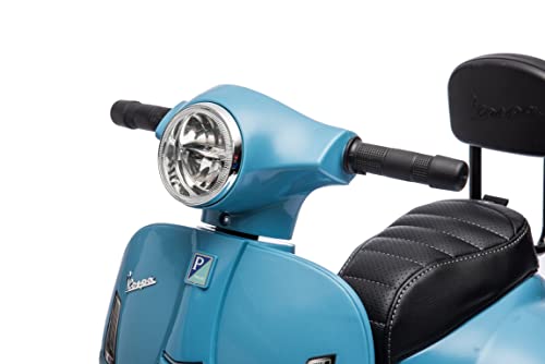 Mini Vespa Gts Piaggio Moto Elettrica Per Bambini Scooter 6V Con Schienale Sedile In Pelle Luci Suoni Limited Edition Azzurro - 9