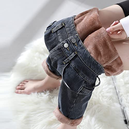 Women's Fleece Lined Thermal Jeans, Winter Denim Jean Thick Skinny Pants Fleece Lined Slim Stretch Warm Jeggings4