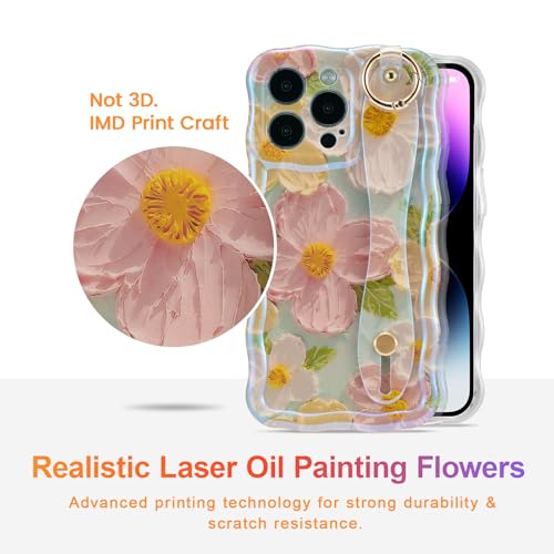 Coque fleurie iPhone 16 Pro avec bracelet pour femmes actives - 5