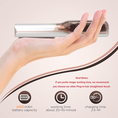Ihhair Escova Alisadora de Cabelo Quente, Mini Alisador de Cabelo Sem Fio Portátil com Tamanho de Vi