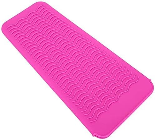 Heat Resistant Silicone Mat Bag Storage Bag Travel Case for Straighteners Curling Iron (Pink)