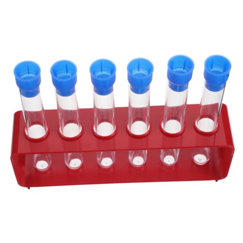 MOTHNUR 実験用消耗品 試験管 プラスチック試験管とラック付き キャップ付き 耐熱化学反応対応 一貫したで実験機器に適合 汚染防止設計で純