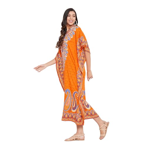 Image of Oussum Women Polyester Casual Long Plus Size Beach Caftan Cover Up Maxi Dress 1X-3X Summer Kaftan Dresses for Women