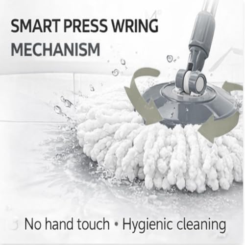 Image of Luxury Spining Mop Set | 5 Year Warranty ON Side|Adjustable Heavy Duty Mop Rod for Floor Cleaning | Stainless Steel Handle & Total 1 Microfiber Refills