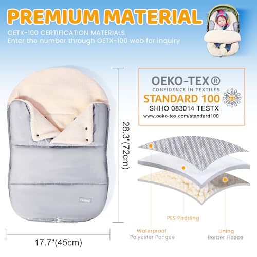 Image of Orzbow Winter Carseat Cover for Baby, Cozy Fleece, Universal Fit,Light Grey