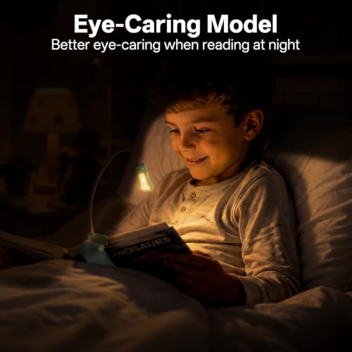 Image of Vekkia Plastic LuminoLite Rechargeable 7 LED Book Light, Reading Lights for Reading in Bed, 3000-6000K Dimmable 9 Brightness Levels, Up to 60 Hours Lighting. Perfect for Bookworms (Tiffany Blue).