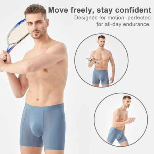 Men's Underwear Boxer Briefs 5 Pack - Breathable Mesh Design,Built-in 3D Pouch Soft Underwear4