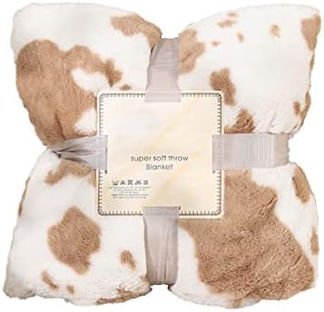 Soft Cow Print Blanket and Throws, Double Sided Milky Fluffy Cozy Velvet Flannel Blankets for Travel, Couch, Bedroom Decor, Plush Gifts for Kids Family and Friends (Khaki, 43x55 inches)