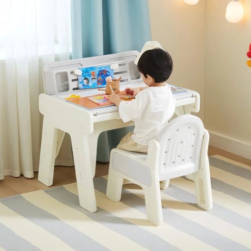 Amazon.co.jp: SOFTSEA キッズデスク チェアセット 3WAY お絵描き机