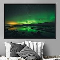 Framed Canvas Wall Art Dayspring Astronomy & Space Contemporary Cosmic Dramatic Green Group Photography Realism - 16x24 inches