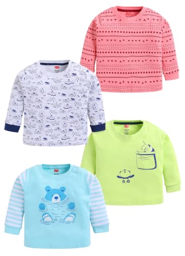 Image of LuvLap Baby Boys Regular Fit 100% Cotton Full Sleeves Boys T-Shirt Set Pack of 4