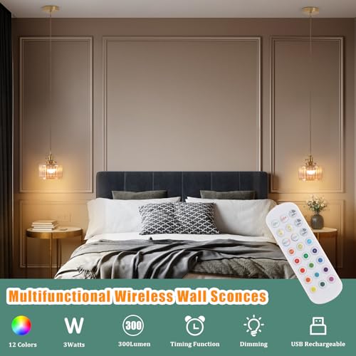 Image of Shenmoyl Battery Operated Pendant Light 5000mAh Rechargeable Chandelier with Remote Control Wireless Adjustable Hanging Amber Striped Light for Kitchen Island Dining Room Hallway
