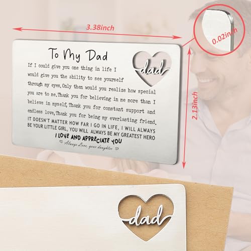 Image of YODOCAMP Dad Wallet Card Thank You Gift from Daughter, Appreciation Greeting Card for Father, Meaningful Birthday Fathers Day Gift, Pocket Reminder Card for Dad QBK15