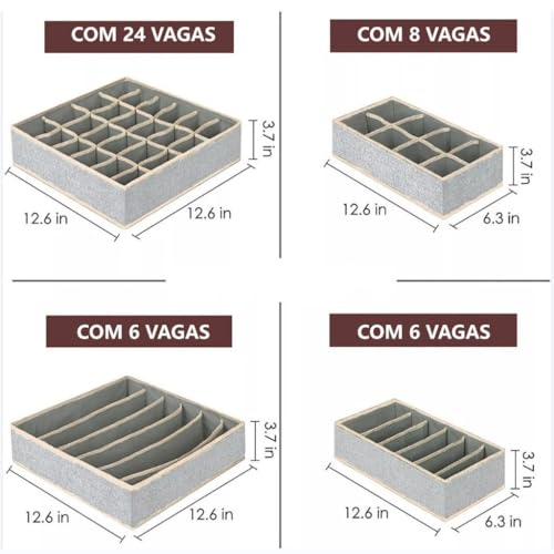 Kit Organizadora de gavetas 4 Pçs Organizador De Armário Para Meias De Sutiã Roupa Íntima/Caixa De A