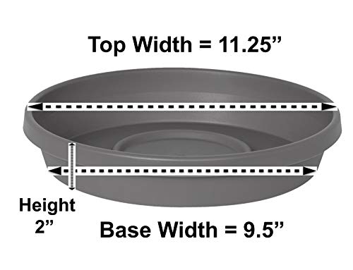 Bloem Terra Plant Saucer Tray For Planters 9-12" Charcoal Gray #TOP1