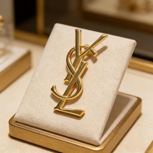 image for Generic Gold-Tone Interlocking Initials Brooch – Sleek Minimalist Me