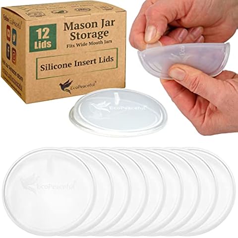 12 Silicone Insert Seal Lids for Canning Mason Jars Wide Mouth Ball & Kerr Jars - Airtight, Leak-proof, BPA-Free, PVC-free, Vegan, Reusable, LFGB Food Grade - No Fillers, For Storage - Not for Canning Cover