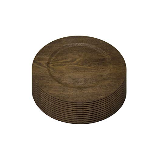 Juego 12 Platos Redondos de Madera 13 Pulgadas Marrón miniatura 1