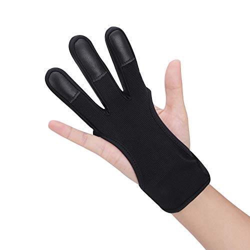 MioCloth Archery Glove Finger Tab Accessories - Anti-Slice Leather Gloves for Recurve Compound Bow Shooting Glove Pain Relief Three Finger Guard Protector for Men Women Youth
