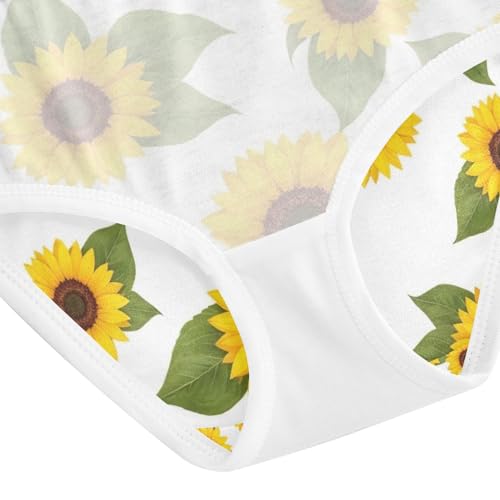 Kids Underwear Girls, Yellow Sunflowers Toddler Briefs, Girls Underwear Cotton, 2T–8 Years4