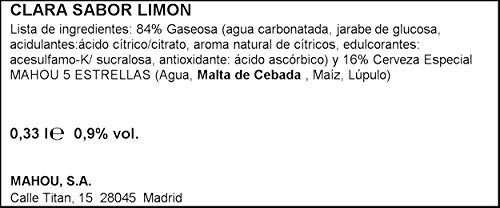 Mahou Mixta - Cerveza con Limón, Lata de 330 ml - 0,9% Volumen de Alcohol