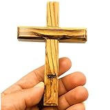Zuluf Small Wall Hanging Wood Cross 12cm Olive Wood Wall Cross From Bethlehem - CRS053