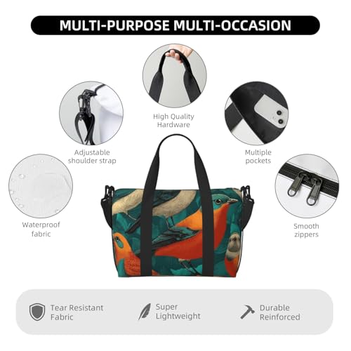 Flock of Birds Duffle Bag for Men Women Gym Bag with Shoes Compartment Travel Bags Lightweight Overnight Bags3