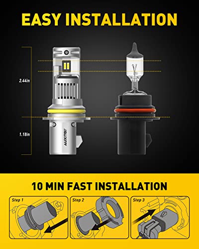 Image of AUXITO 2025 Upgraded 9004 /HB1 Fog Light, 900% Brightness, 6000K Cool White Powersports Bulbs with Fan, Plug and Play, Non-Polarity, Pack of 2