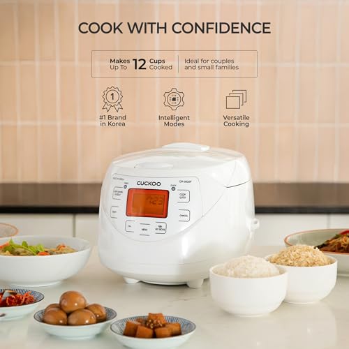 Image of CUCKOO Micom Fuzzy Logic Rice Cooker, 12-Cup Cooked, White, CR-0633F