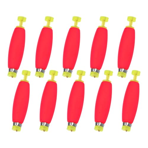 M METERXITY 10-Pack Fishing Bobbers Floats, 2 Inch EVA Foam Weighted Bobbers for Crappie/Bluegill/Trout Bass/Catfish, Clip-on Floats Slip Corks Floaters Strong Buoys [Red]