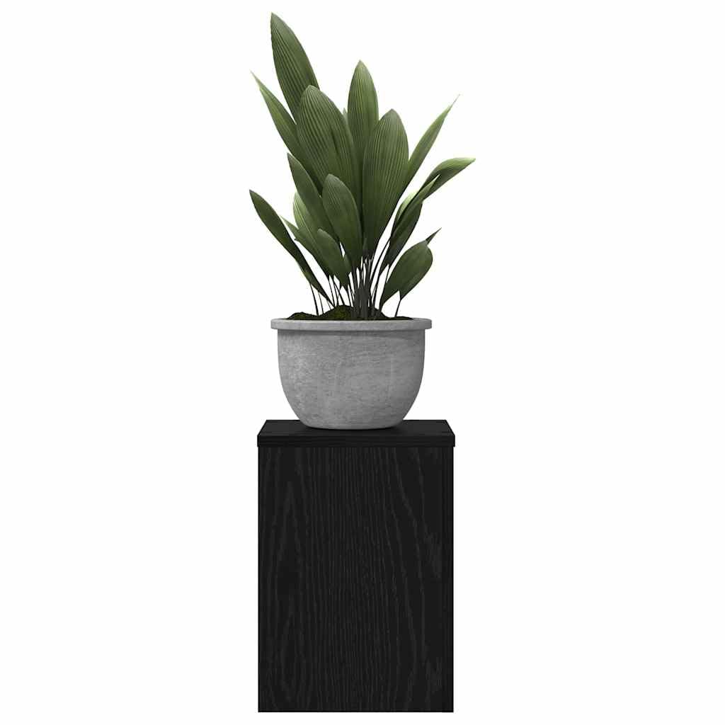 vidaXL Plant Stand 2 pcs Black Oak 25 x 25 x 35 cm Engineered Wood, Living Room Decor, Contemporary Plant Stand, Outdoor Display, Modern Tiered Rack, Elevated Holder for Stylish Arrangement