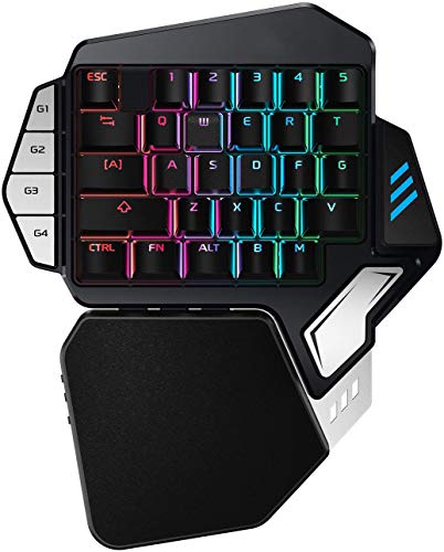 Mechanische Einhand Gaming-Tastatur,Blaue Tasten,RGB-Hintergrundbeleuchtung,Tragbare Mini-Gaming-Tastatur,ergonomischer Spiele-Controller für