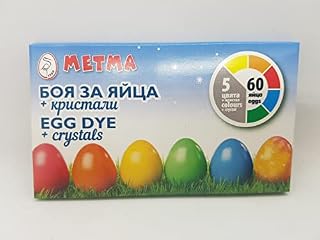 5 Colours + Crystals Dye Paint for Decorating Colourful Glitter Art Easter Egg Eggs - Green, Red, Blue, Orange, Yellow Colours