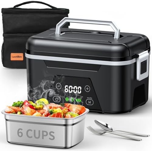 𝟐𝟎𝟐𝟔 𝐔𝐩𝐠𝐫𝐚𝐝𝐞𝐝 Cordless Heated Lunch Box, 6 Cups Rechargeable Elec...