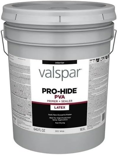 Valspar 91112 White Pro-Hide Interior Latex PVA Primer & Sealer, 5 Gallon