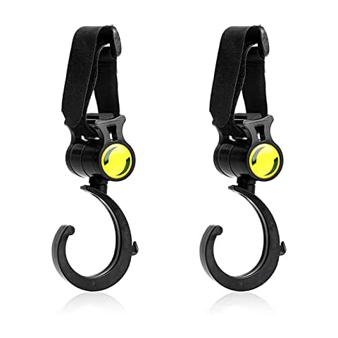 2Pcs Stroller Hook, Baby Stroller Hooks for Diaper Bags, Multi Purpose Hooks for Grocery Shopping Bags,Useful for Jogging, Walking, Great for Walker or Wheelchair Organizer Cover