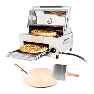 CAPT’N COOK OvenPlus Portable Gas Pizza Oven – Double Cooking Design For Crispy Crust and Well-cooked topping, No need to Spin, Outdoor baking and grilling, Cook with Ease, with Pizza Cutter and Peel