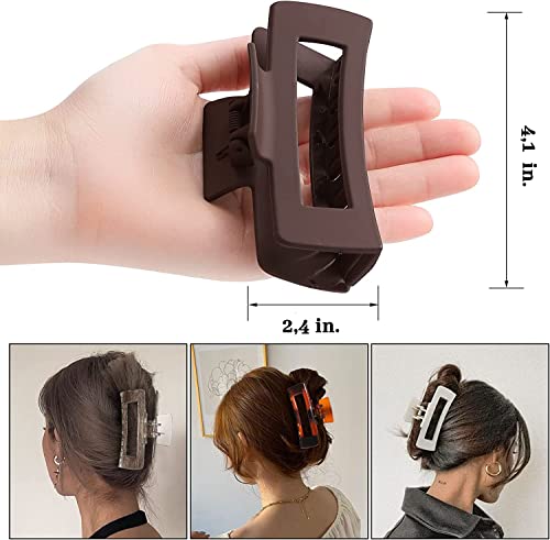 Wolfway 4 Inch Big Hair Clips 6 Pcs claw clips for Thick Hair Large Rectangular Claw Clips for Women and Girls Big Nonslip Acrylic Banana Jaw Clips Hair Accessories - Image 2