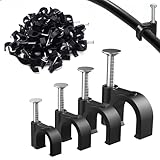 400PCS Round Cable Wall Clips, 4 Sizes（4mm 6mm 8mm 10mm) Cable Nail Clips, for Organizing Ethernet, USB Cable, Phone Line and TV Line-Black