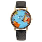 MINILUJIA Travel The World Men Watch Cool Unique Airplane Moving Flying World...