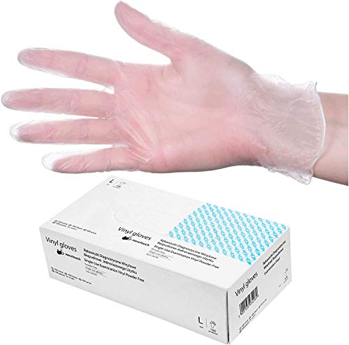 HeroTouch Guantes Desechables De Vinilo sin Polvo ni Proteínas Alergénicas, 100 Unidades Por Caja Dispensadora, Talla L sin Guantes Protectivos para Uso en Hogar, Tiendas y Cosméticos Cover