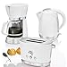 Produktbild CTC Set Frühstück Vintage, Kaffeemaschine Filterkaffeemaschine 15 Tassen, Brot 2 Scheiben-Toaster, Wasserkocher 1,7 Liter, weiß Retro