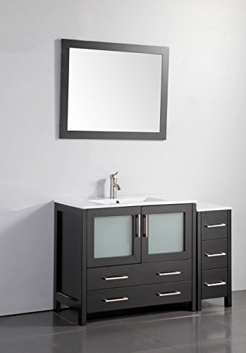 Vanity Art 48 Inch Single Sink Modern Bathroom Vanity Combo Set 1 Shelf 5 Dove-Tailed Drawers Ceramic Top Bathroom Cabinet with Free Mirror VA3036-48-E Vanity Art 48 Inch Single Sink Modern Bathroom Vanity Combo Set 1 Shelf 5 Dove-Tailed Drawers Ceramic Top Bathroom Cabinet with Free Mirror VA3036-48-E