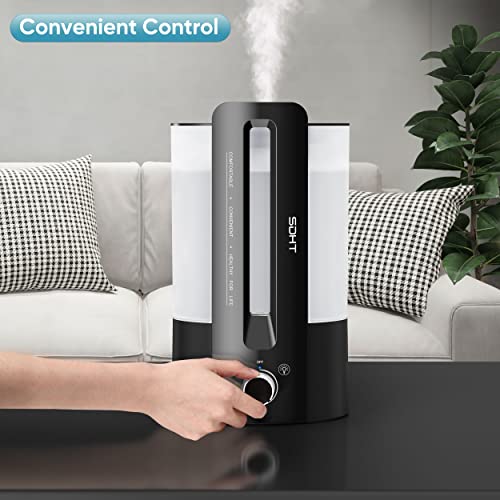 Sdht Humidifiers For Large Room,4L Humidifiers For Bedroom,Top Fill Cool Mist Humidifiers For Baby And Plants,Easy To Clean And Fashion Design,40H,Quiet (Mechanical, Black) #TOP2