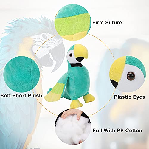 Cazoyee Cute Macaw Parrot Stuffed Animal, Green Bird Stuffed Plush Toy, Soft Parrot Plushie Doll Gift For Kids Children Boys Girls Baby, Creative Plush Bird Parrot Decor, 10” #TOP1