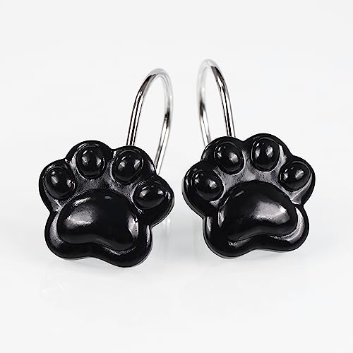 Black Decorative Shower Curtain Hooks: Cute Lovely Funny Cat Dog Bear Animal Paw Print Shower Curtain Rings Hooks & Hangers for Kids Children Bathroom Décor - Set of 12 Black Decorative Shower Curtain Hooks: Cute Lovely Funny Cat Dog Bear Animal Paw Print Shower Curtain Rings Hooks & Hangers for Kids Children Bathroom Décor - Set of 12