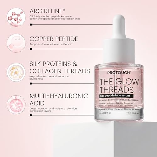 Image of PROTOUCH The Glow Threads Silk Peptide Face Serum | Deep Multi-Level Hydration | Lightweight Non-Sticky | Suitable For All Skin Types | 30 ML