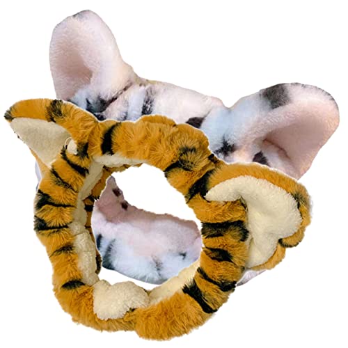 Mikinona ぬいぐるみ虎耳ヘッドバンド 洗顔 メイクアップ用 ストレッチヘアバンド かわいいデザイン お風呂やスキンケアに 女の子用 2個セット